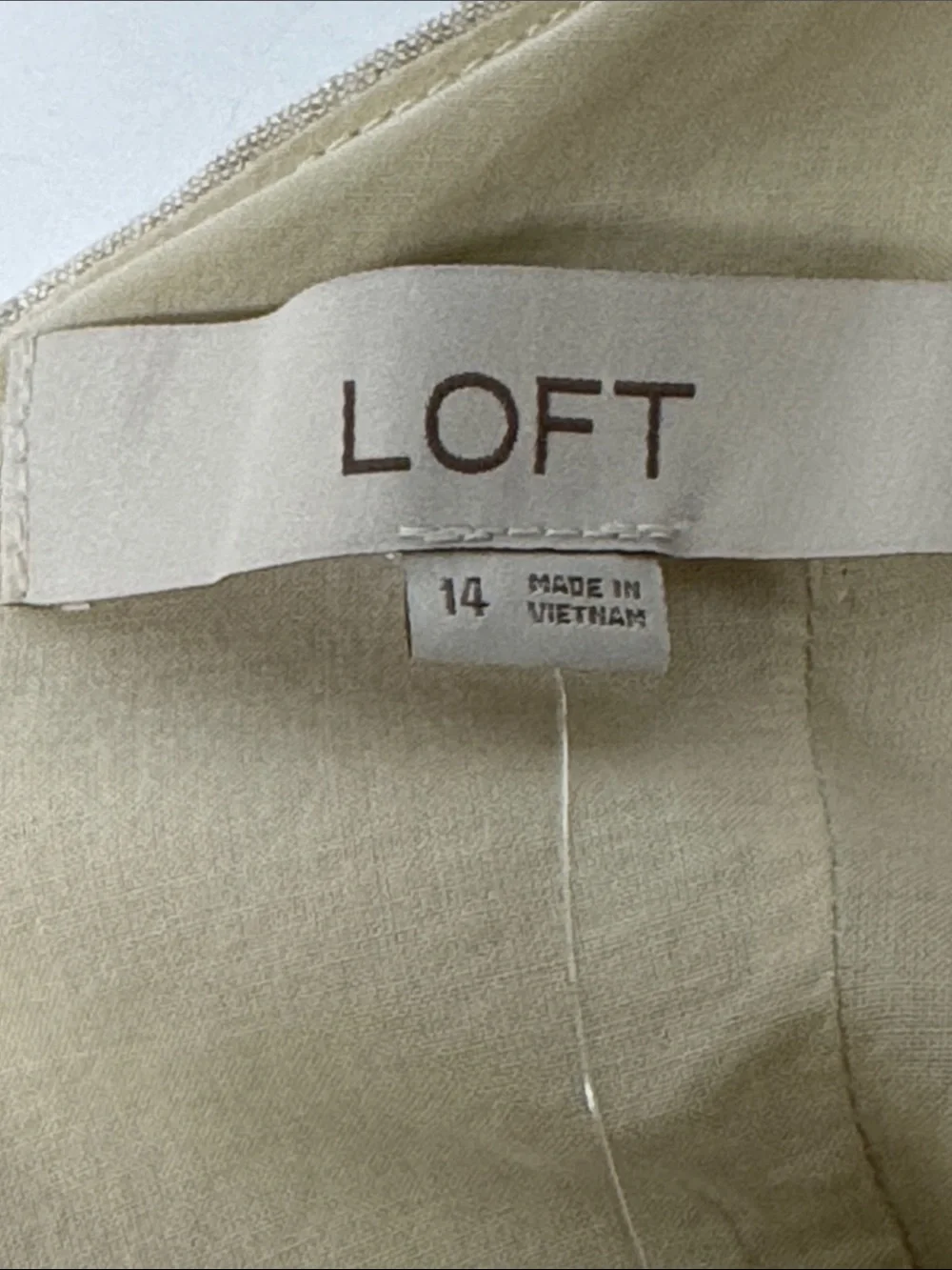 Loft Beige Linen Blend Sleeveless A-Line Dress Size 14 - Picture 8 of 11